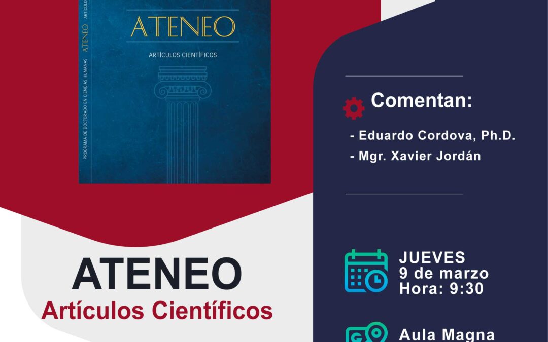 Invitación a la presentación de la Primera Edición de la Revista de Artículos Científicos “Ateneo”.